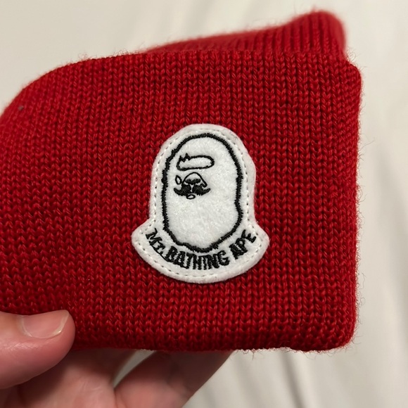 BAPE Mr Bathing Ape Beanie in Red - Picture 2 of 4